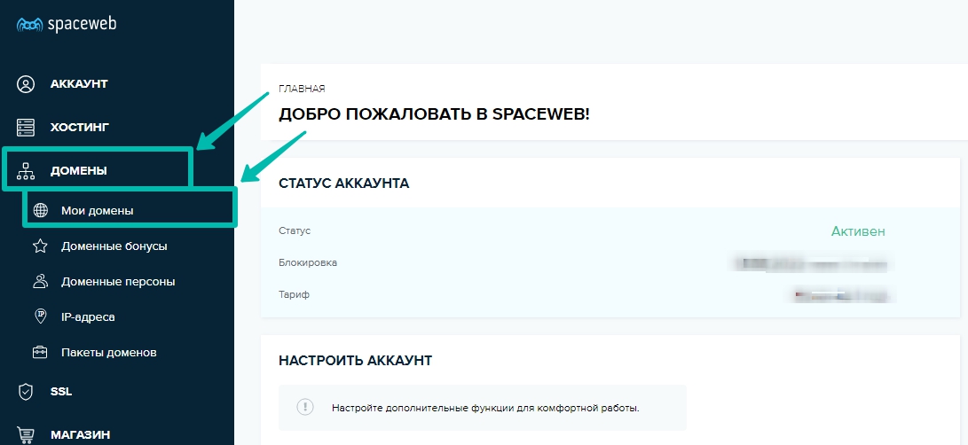 Иллюстрация к статье: Привязка домена и поддомена в панели spaceweb.ru (sweb.ru)