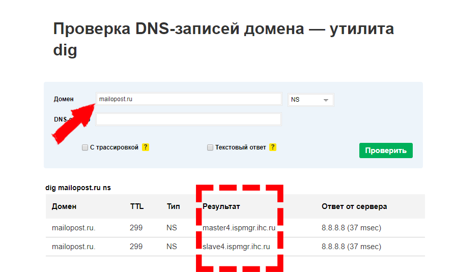 Создать dns запись. DNS записи. Проверка домена.