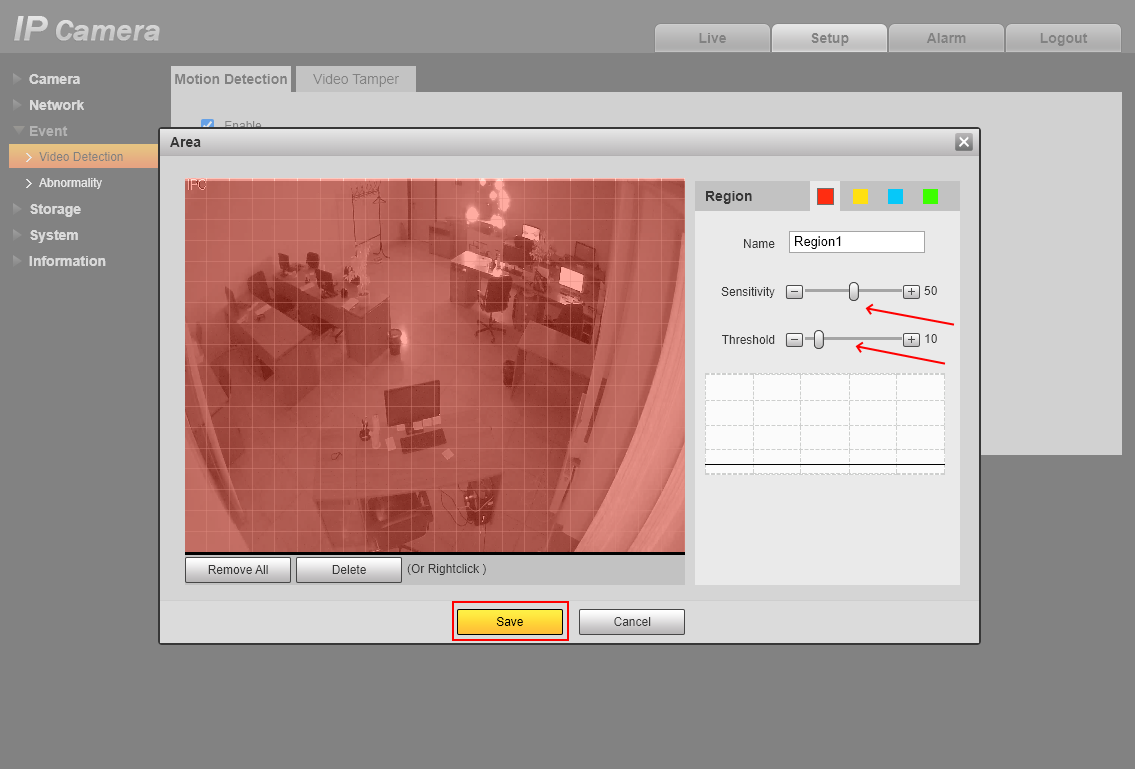 dahua camera motion detection settings